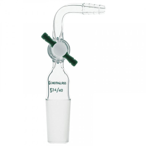 Adaptateur Chromatographie Chemglass CG-1191-01 - Joint 24/40 - Contrôle Débit - Occasion