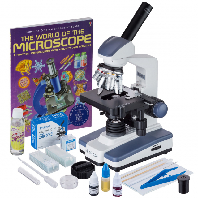 Buy AmScope M620C-SP14-CLS-50P100S-WM, 40X-2500X Monocular Microscope ...