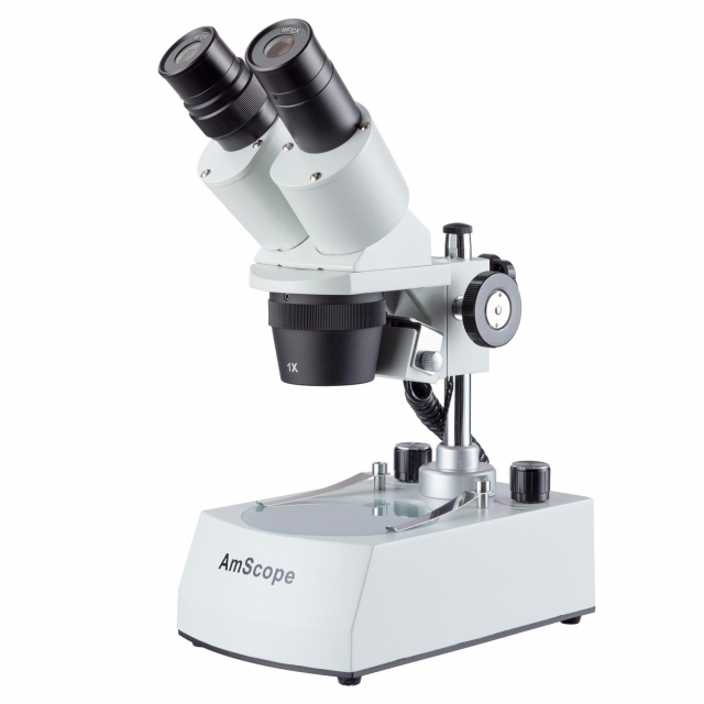 AmScope SE305-PZ-LED-DK 10X-60X LED Cordless Stereo Microscope w/Top & Bottom Brightfield and Darkfield Illumination System 