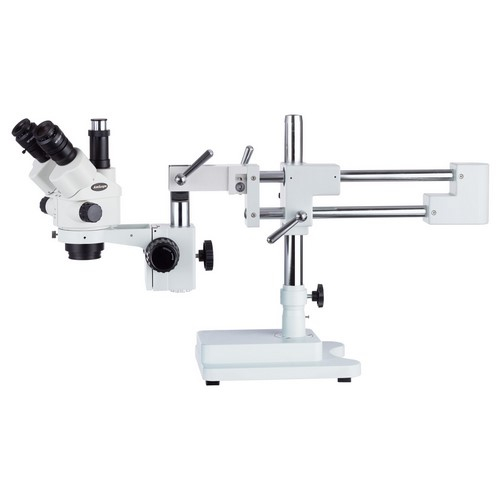 AmScope 3.5X-45X Simul-Focal Stereo Zoom Microscope on Boom Stand with a Ring Light and 14MP USB3 Camera 
