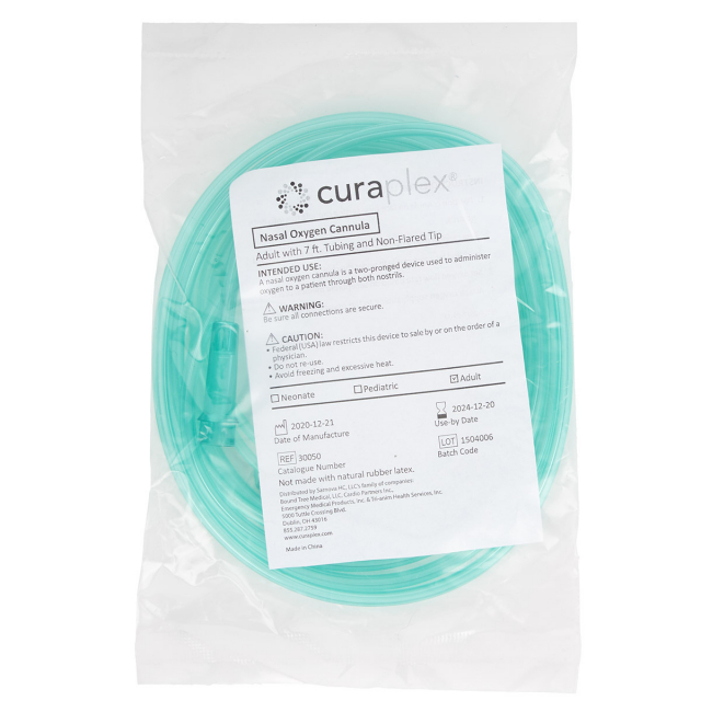 Buy Curaplex 30050, Nasal Cannula Green Adult Green 7 ft Over-the-Ear ...